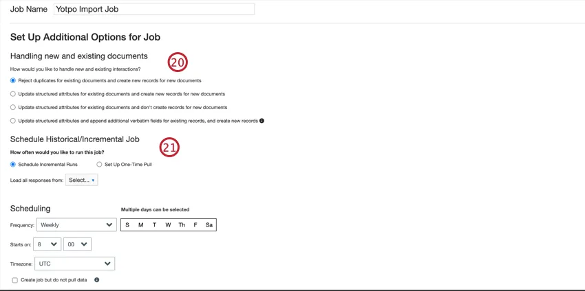 Set up additional options for jobs and incremental job settings