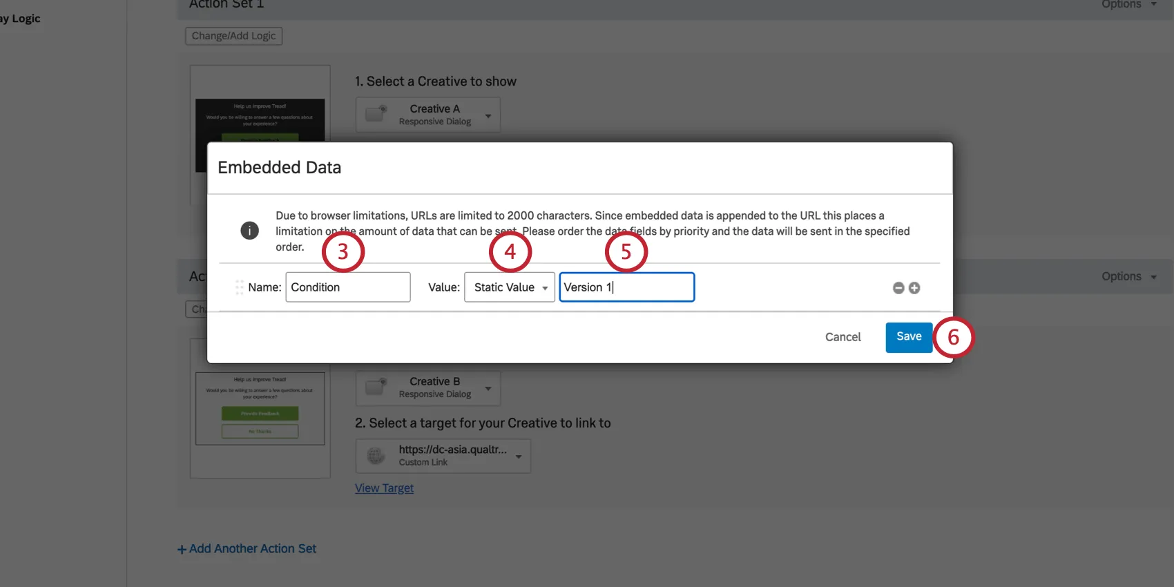 新しいウィンドウが開き、指示に従って静的埋め込みを追加する。
