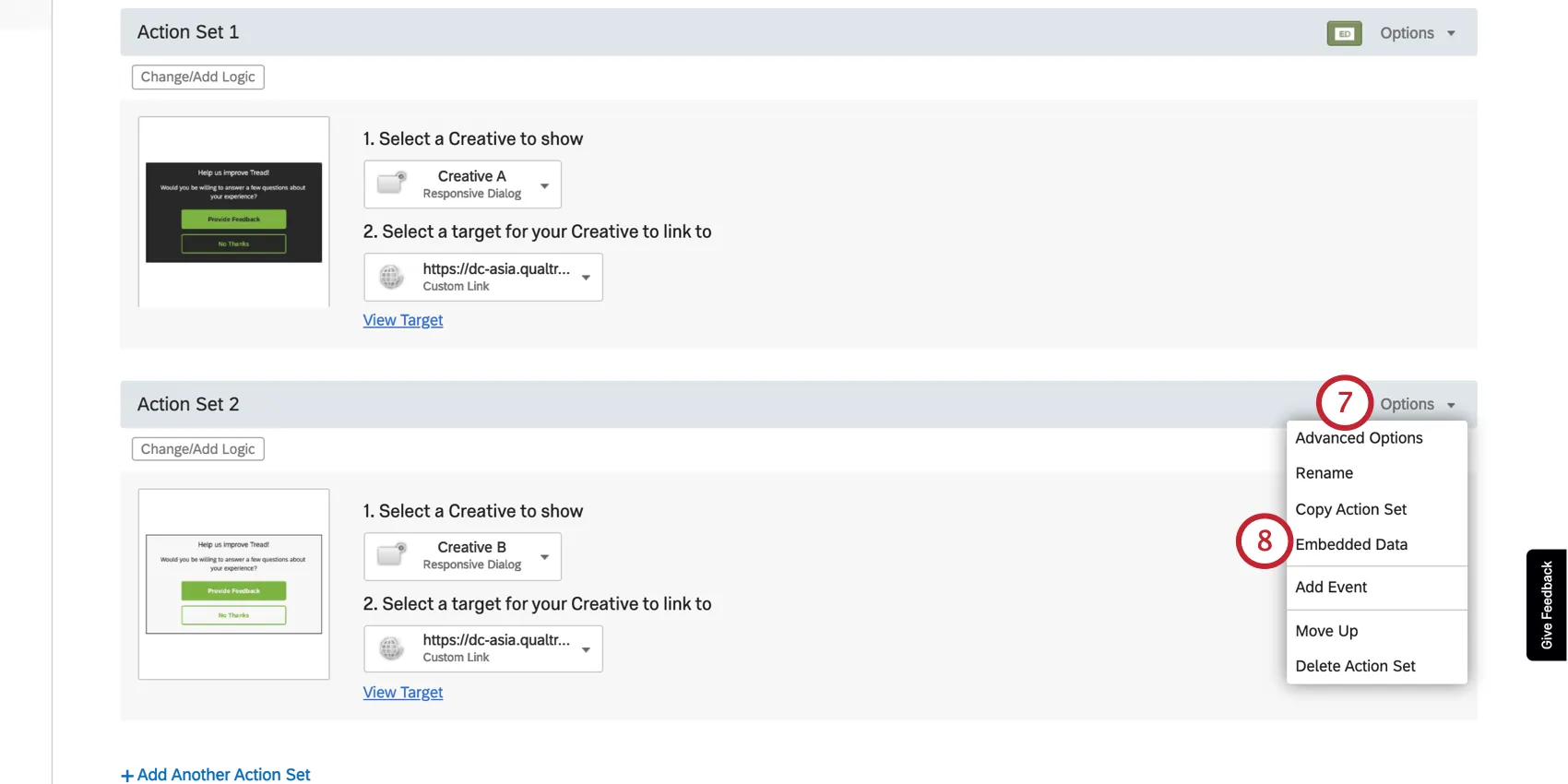 Sélection des données intégrées à partir des options dintercept