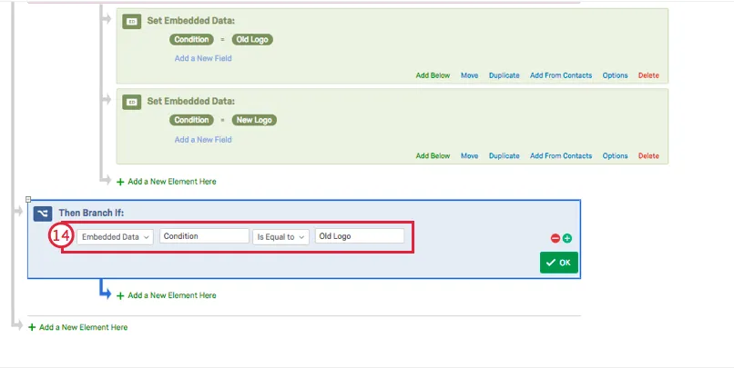 Branch with described condition set