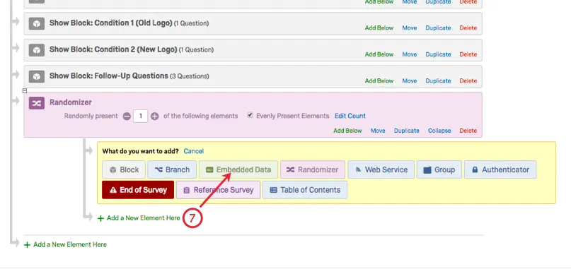 Selecting green Embedded Data Element