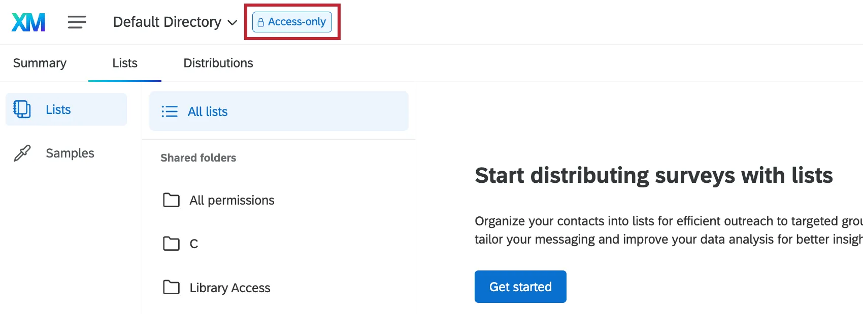"access-only" tag in an xm directory account