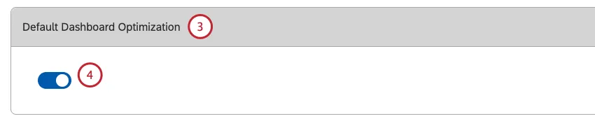 Configuración de optimización del Tablero predeterminada
