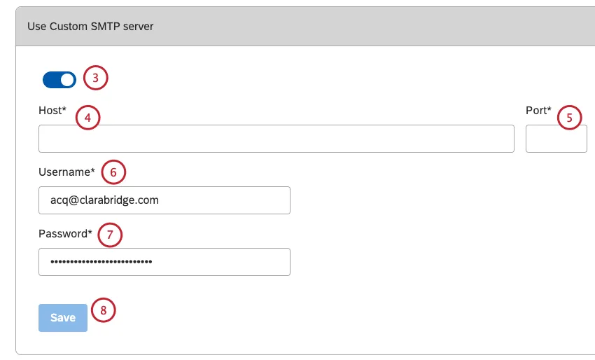 use custom smtp server configuration
