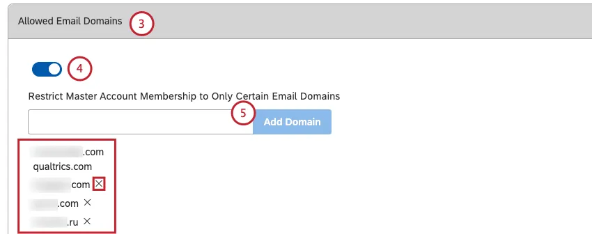 Configuración de dominios de correo electrónico permitidos