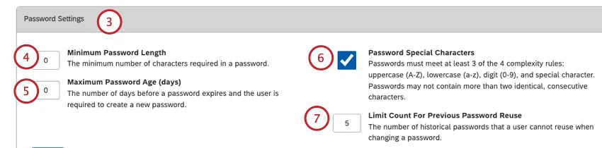 password settings configuration