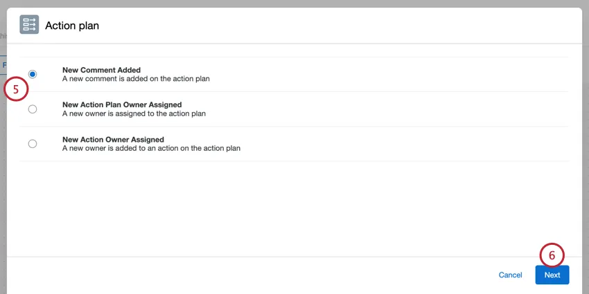 choosing a trigger for the event
