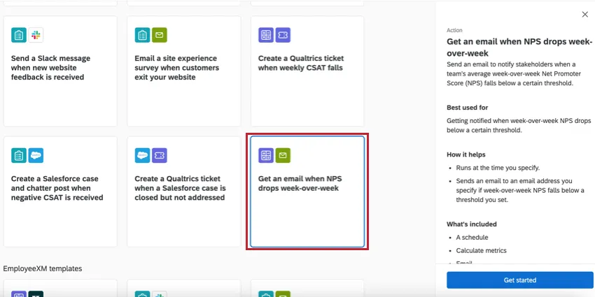 the Get an email when NPS drops week-over-week template