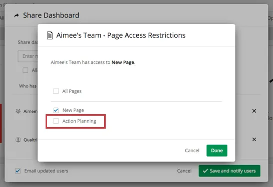 Deselected page named after action planning purpose