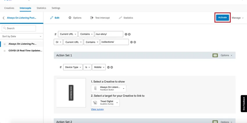 Activate buttn replaces where the publish one was in the upper-right
