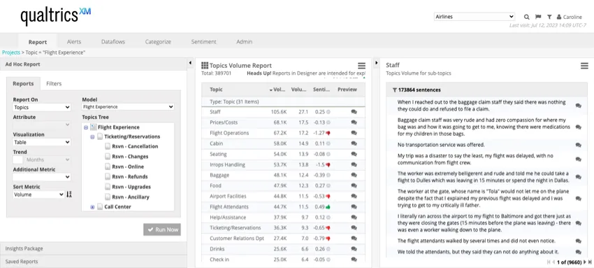 overview of ad hoc reporting page