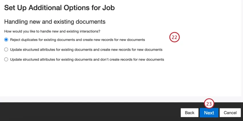 choosing how duplicate documents are handled