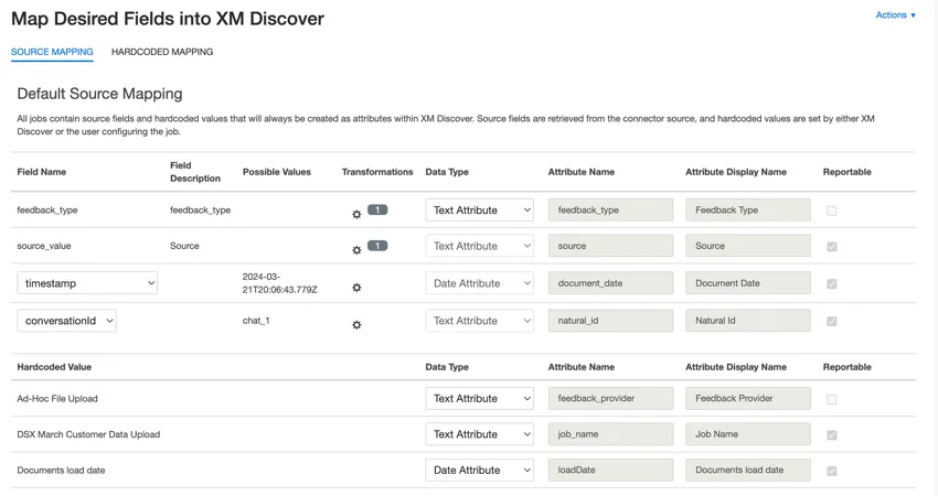 the default mapping for an ad hoc upload job