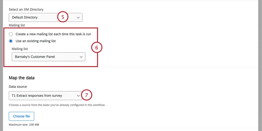 escolher um diretório, uma lista e uma fonte de dados