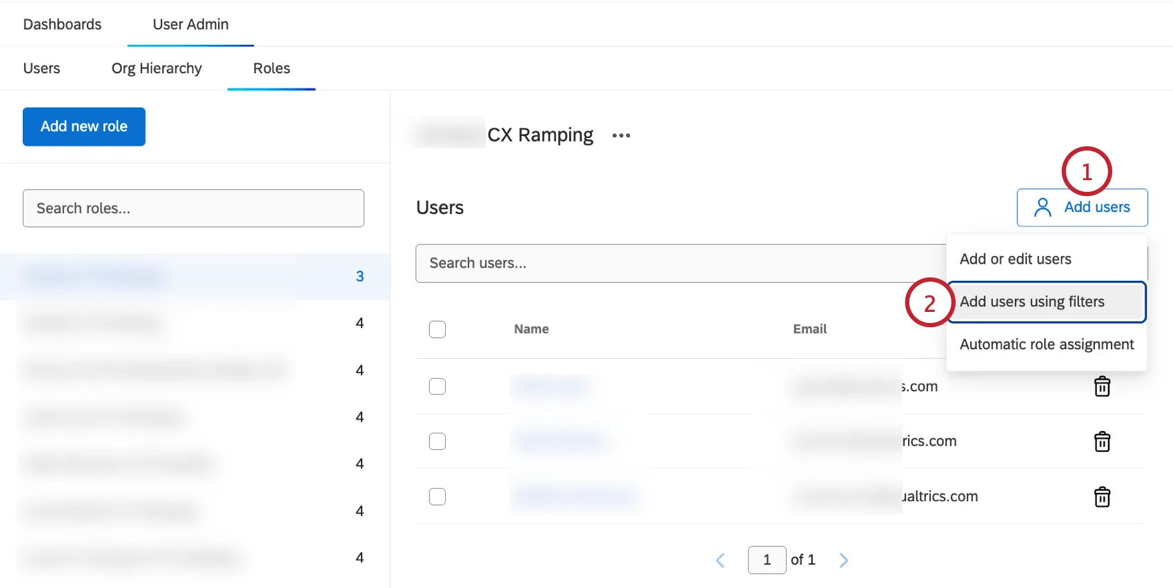 adding users to a role with filters