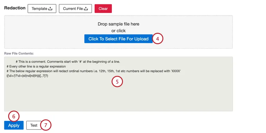 caricare un file di rielaborazione e fare clic su test