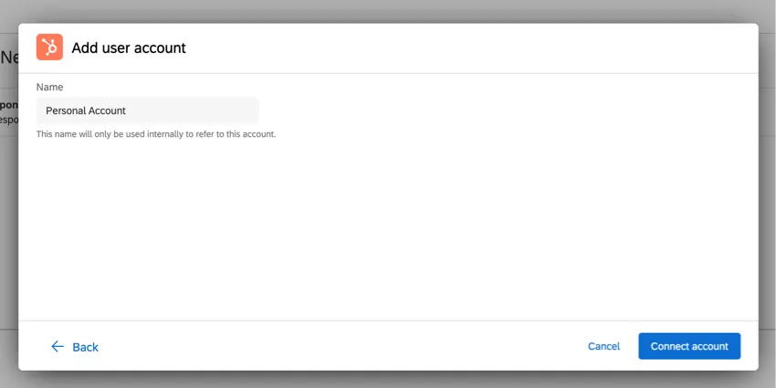 adicionar uma nova conta da hubspot