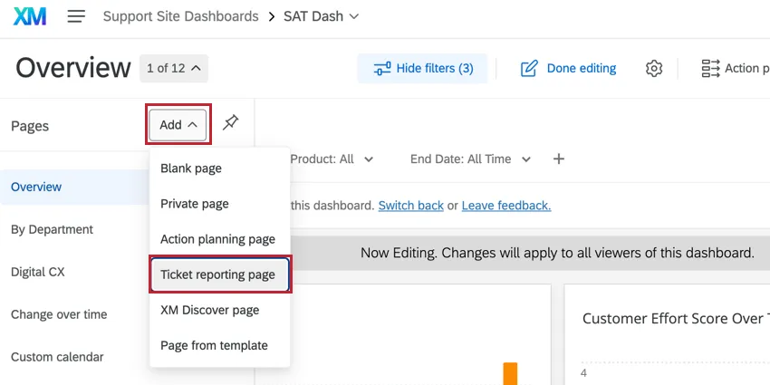 creating a new ticket reporting page