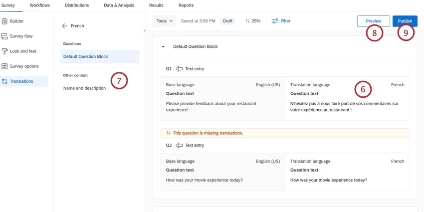 saisir les traductions directement dans léditeur de traductions, puis publier les modifications ;
