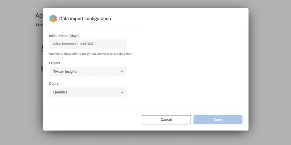 Window where you decide the brand watch project and Query to pull data from