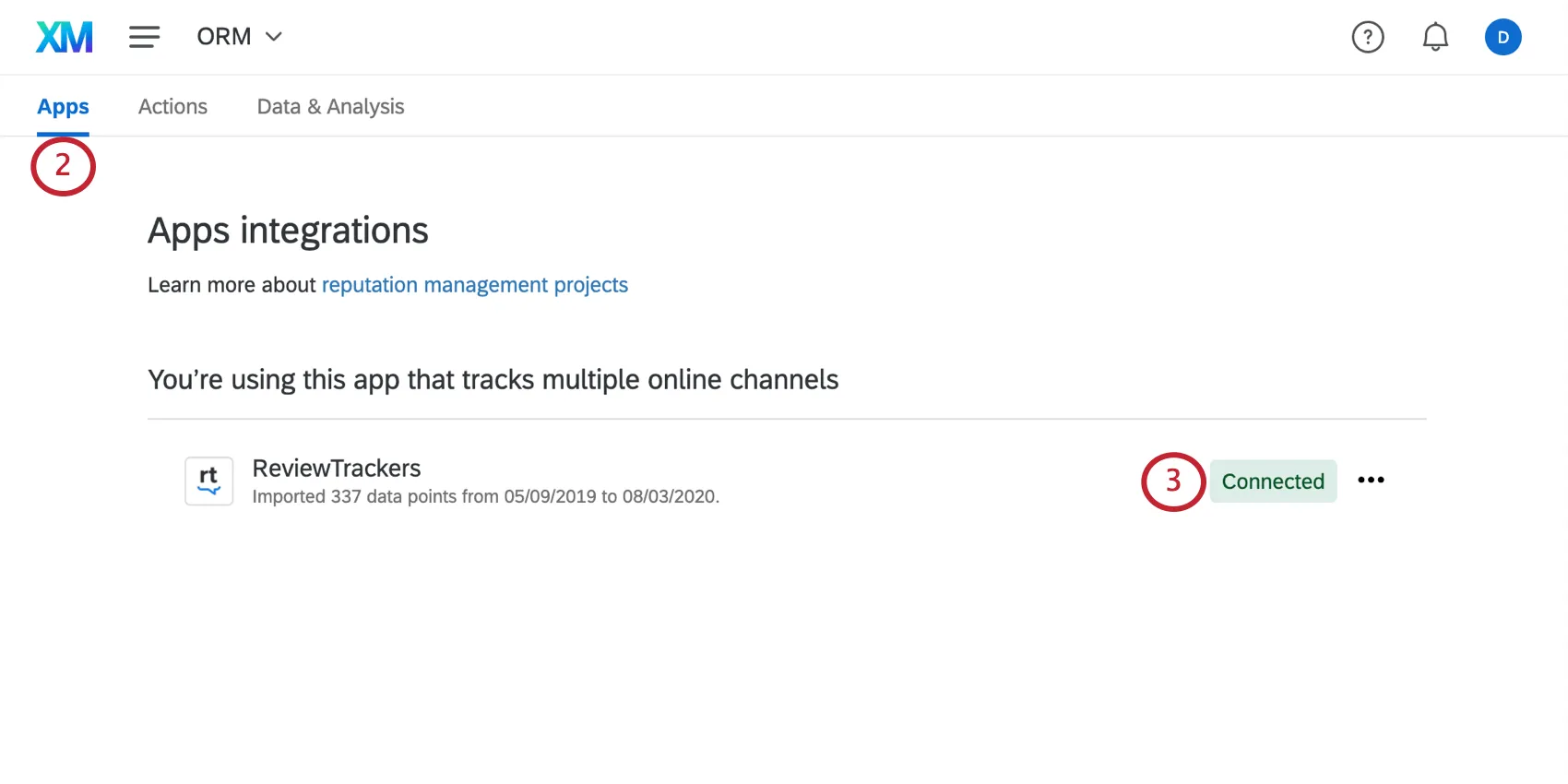 cliquer sur une application connectée