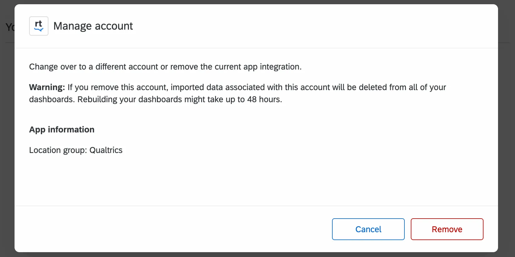 Fenster, in dem Sie die Datenlöschung bestätigen
