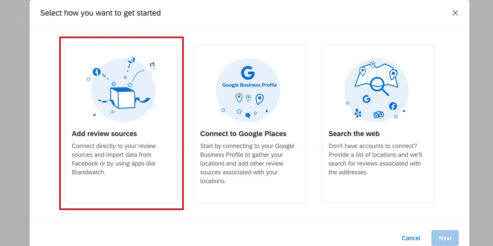 3 options are shown. first one, add review sources, is selected