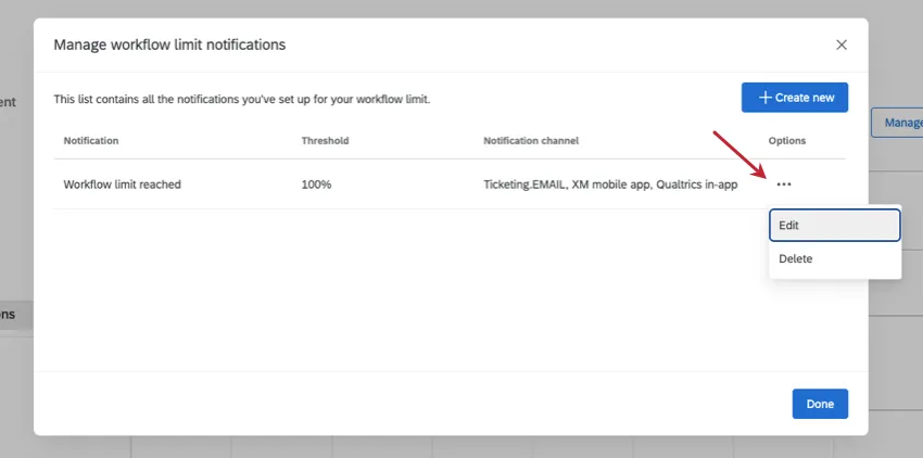 3 dots next to an alert give an edit and delete option