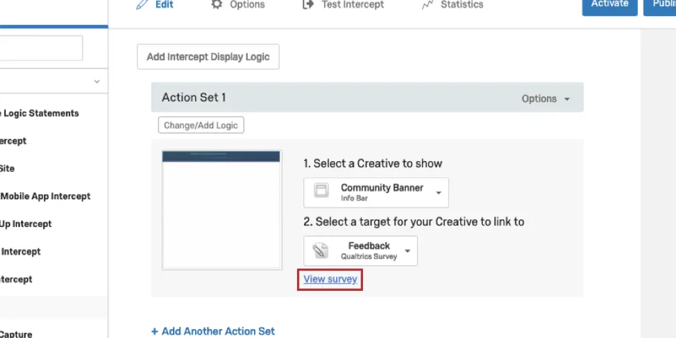 Dans lintercept, la section pour la cible. Lien vers lenquête en bleu