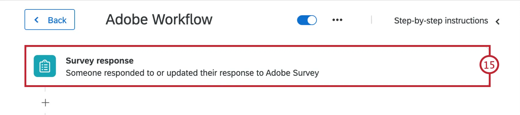 tarea de respuesta a encuesta en el flujo de trabajo de Adobe