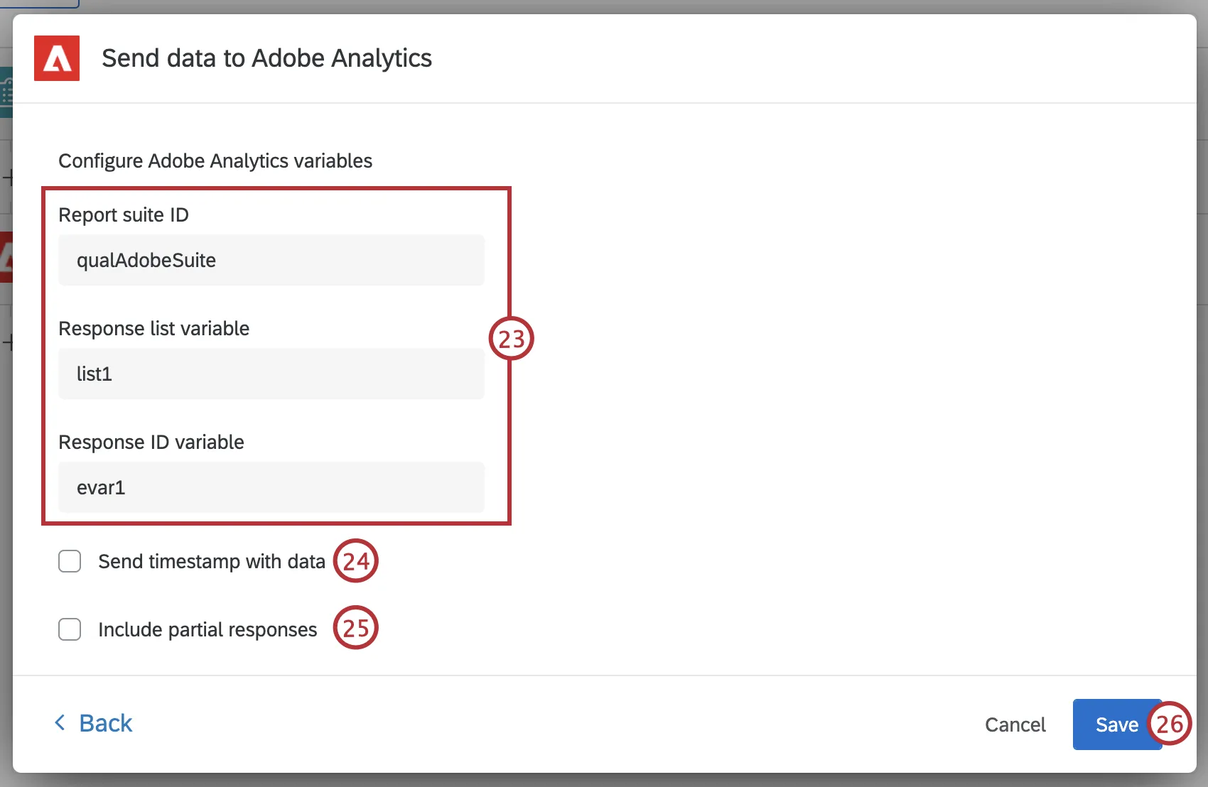 configuring adobe analytics variables in an Adobe task