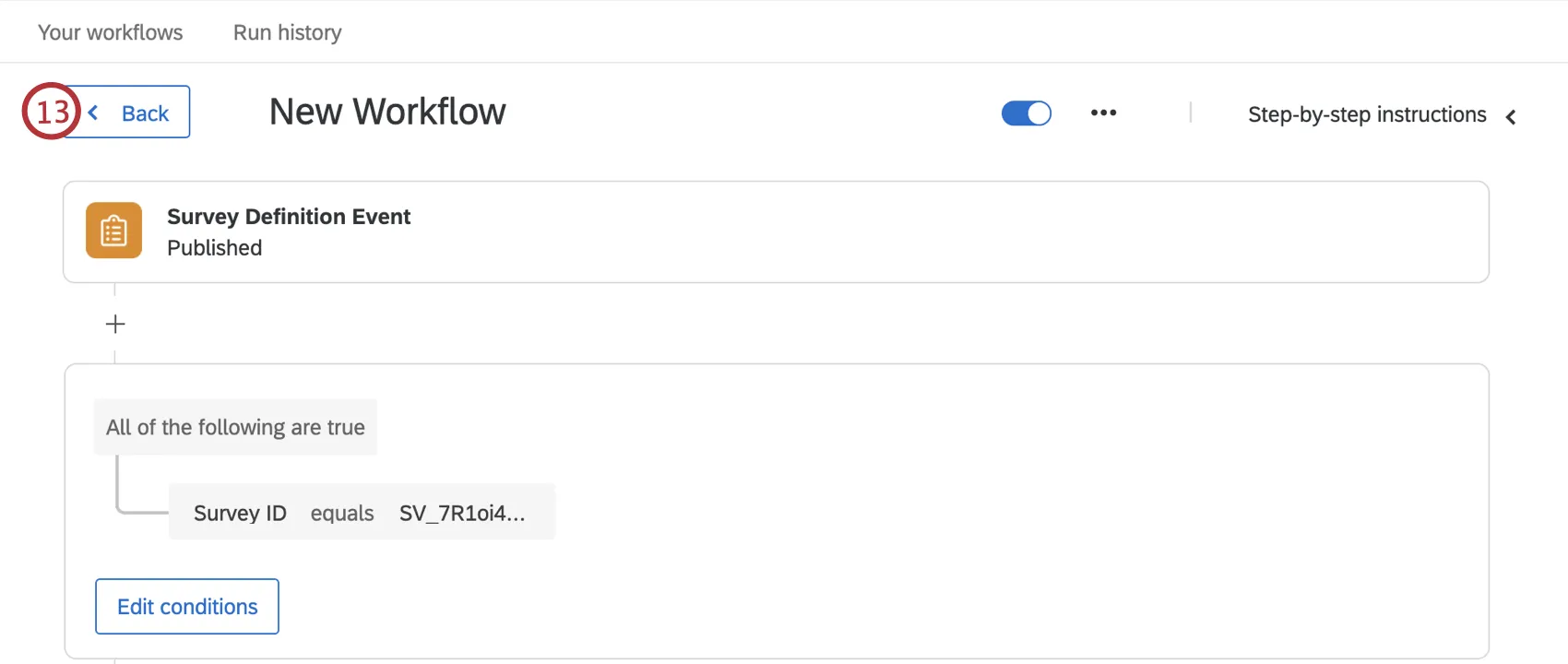 en sélectionnant Retour pour revenir à la page Flux de TRAVAIL