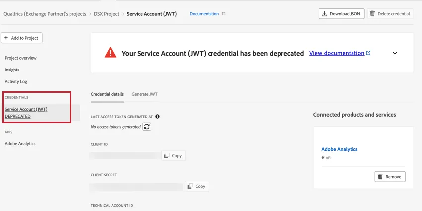 Cómo encontrar credenciales JWT heredadas en Adobe