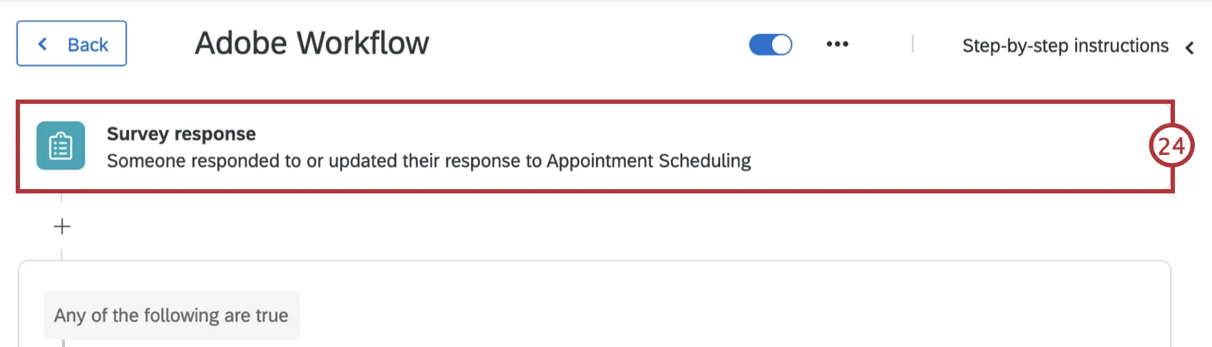 clicking on the survey response event