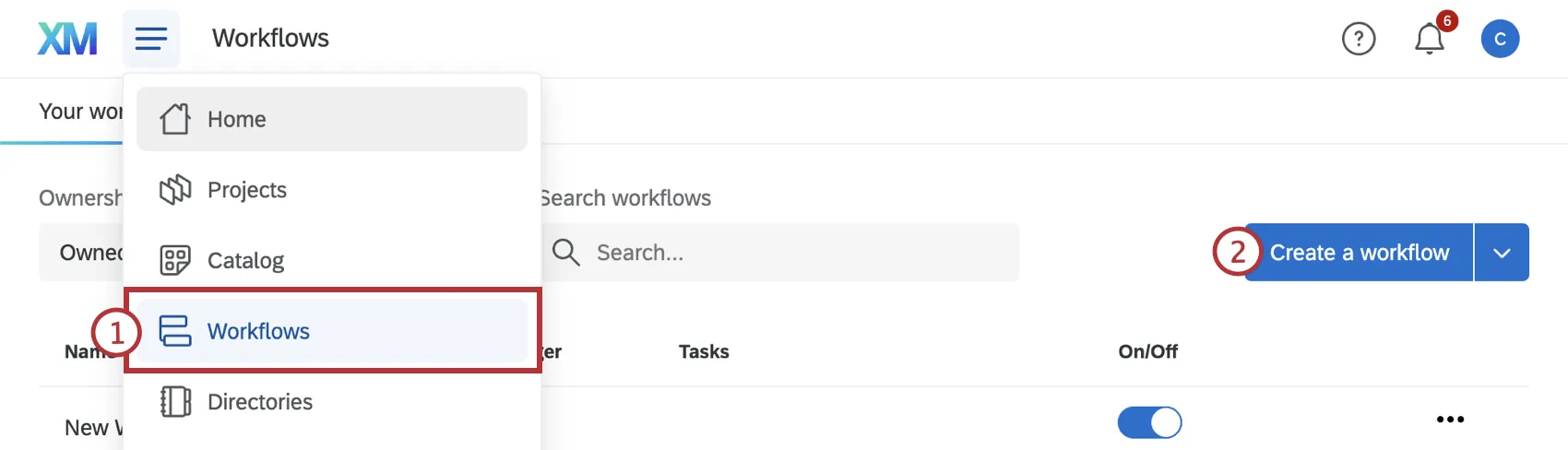 creazione di un flusso di lavoro in qualtrics