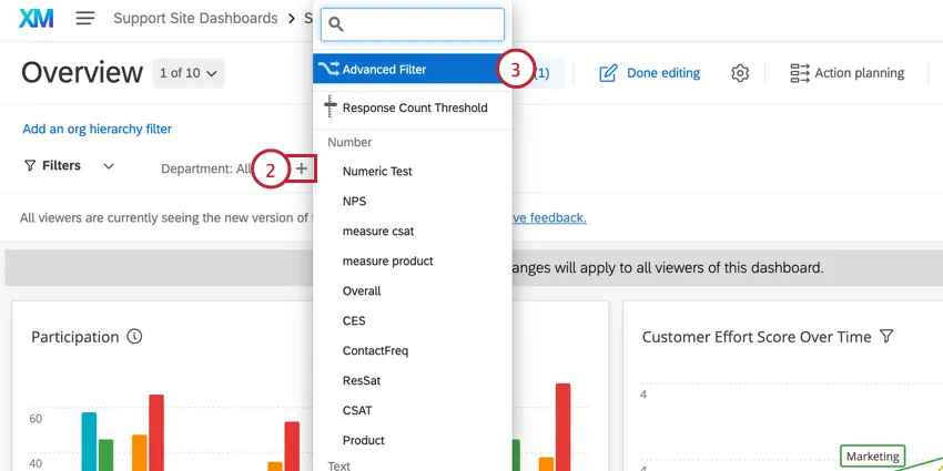 Hinzufügen eines erweiterten Filters