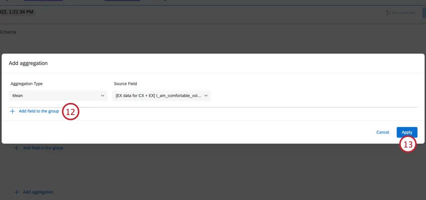 clicking add field to the group and then apply