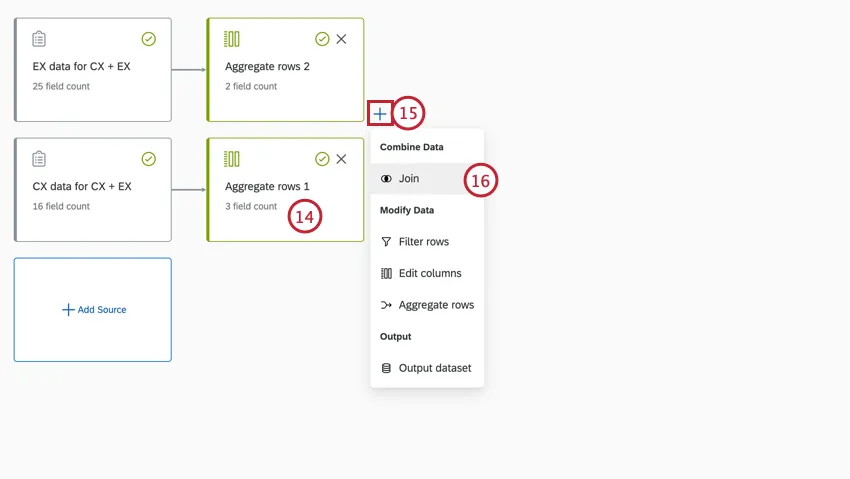 haciendo clic en el signo más y eligiendo Unirse