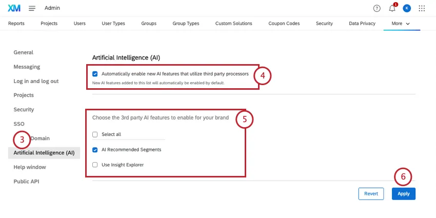 selecting AI from left menu