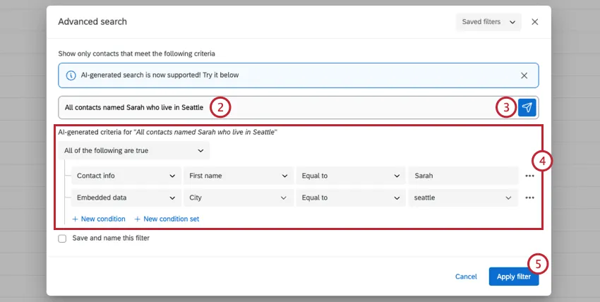 aggiunta di criteri per una ricerca di directory generata dallAI