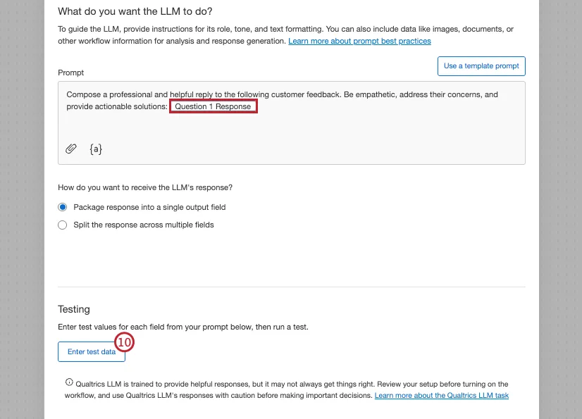 taste zur Eingabe der Testdaten