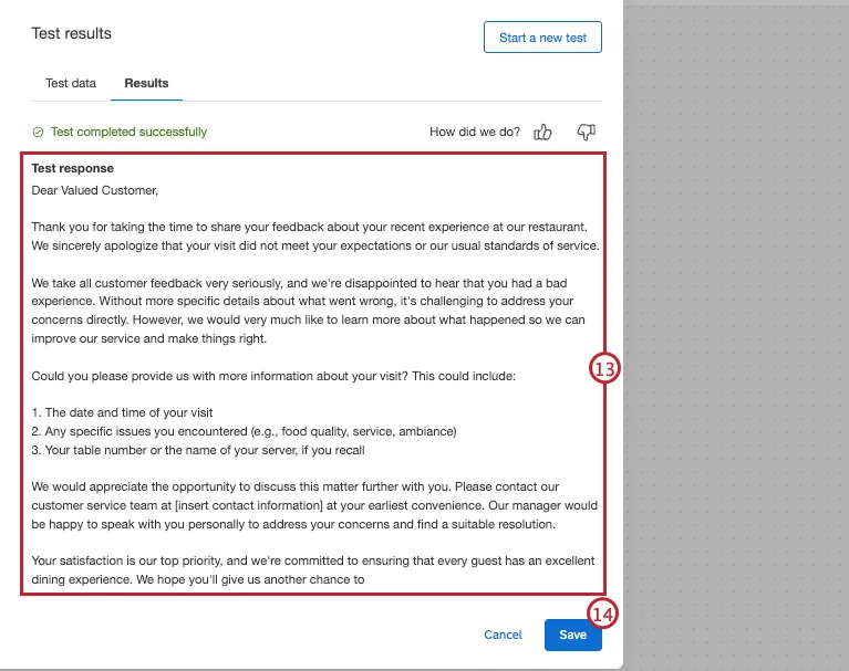 ausgabe einer Testantwort