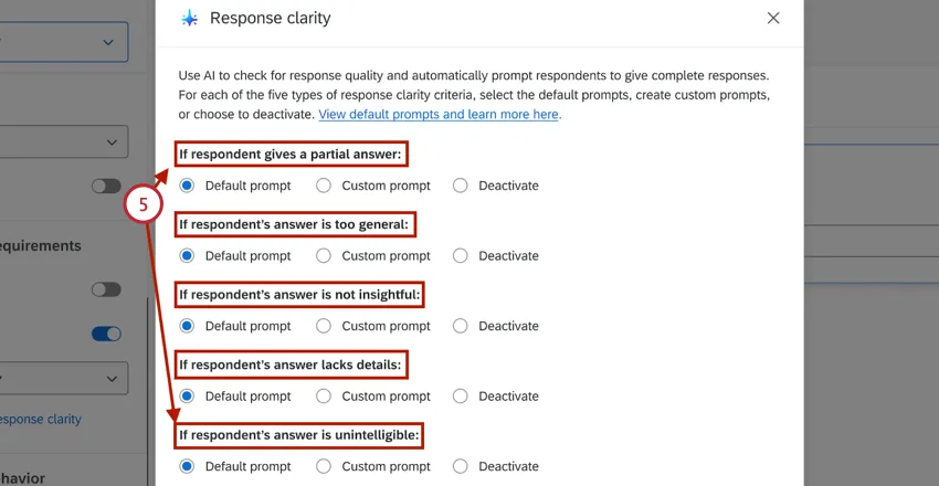 the different criteria used for validation