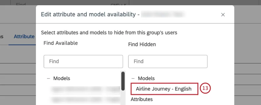 Hidden models are moved to the right-hand column.
