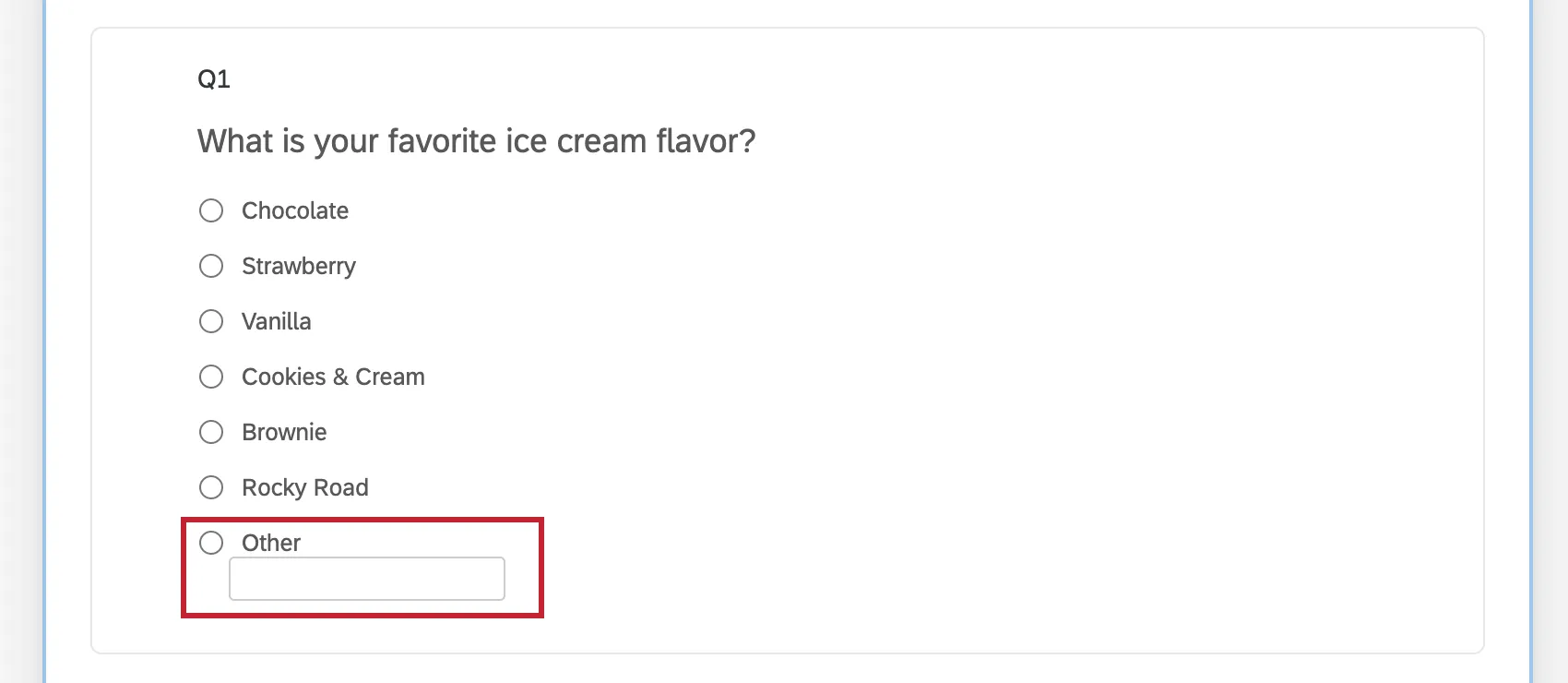 An "other" text box in a multiple choice question