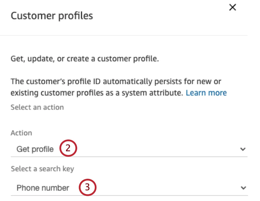 customer profile configuration window
