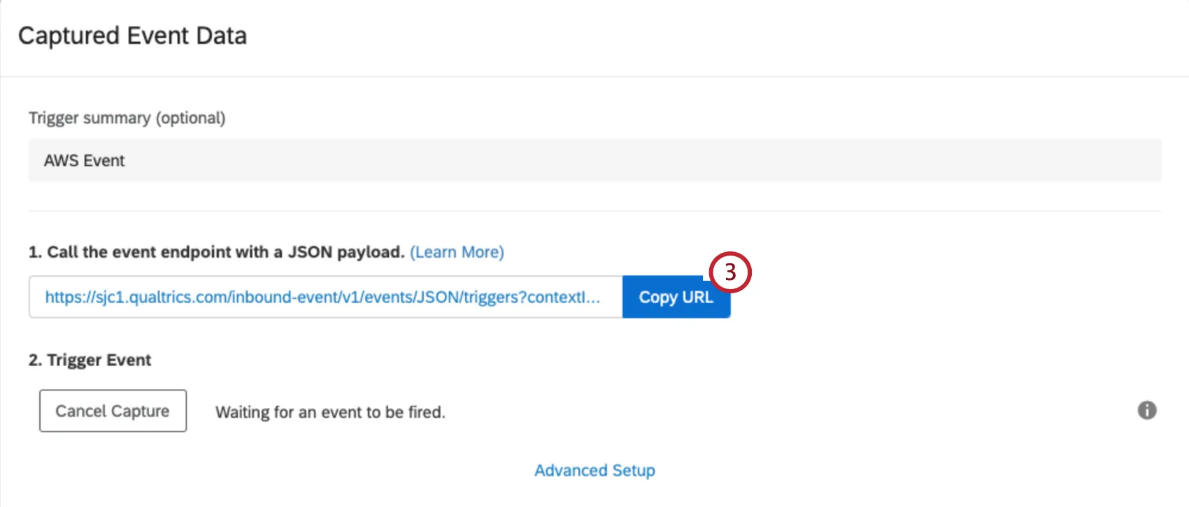 "copy URL" button within the task