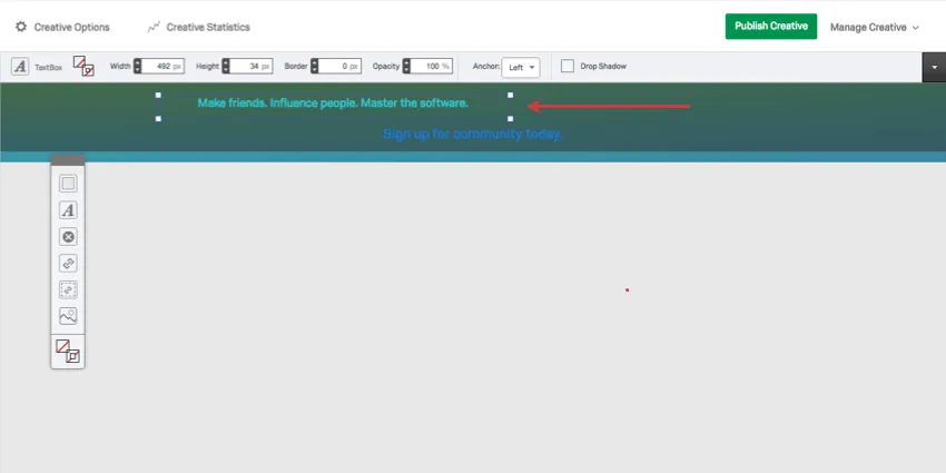 As the screen is stretched, the text stays anchored to the left, seeming to travel with the left side of the screen and de-center it