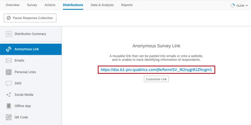 Anonymer link, Seitenmitte