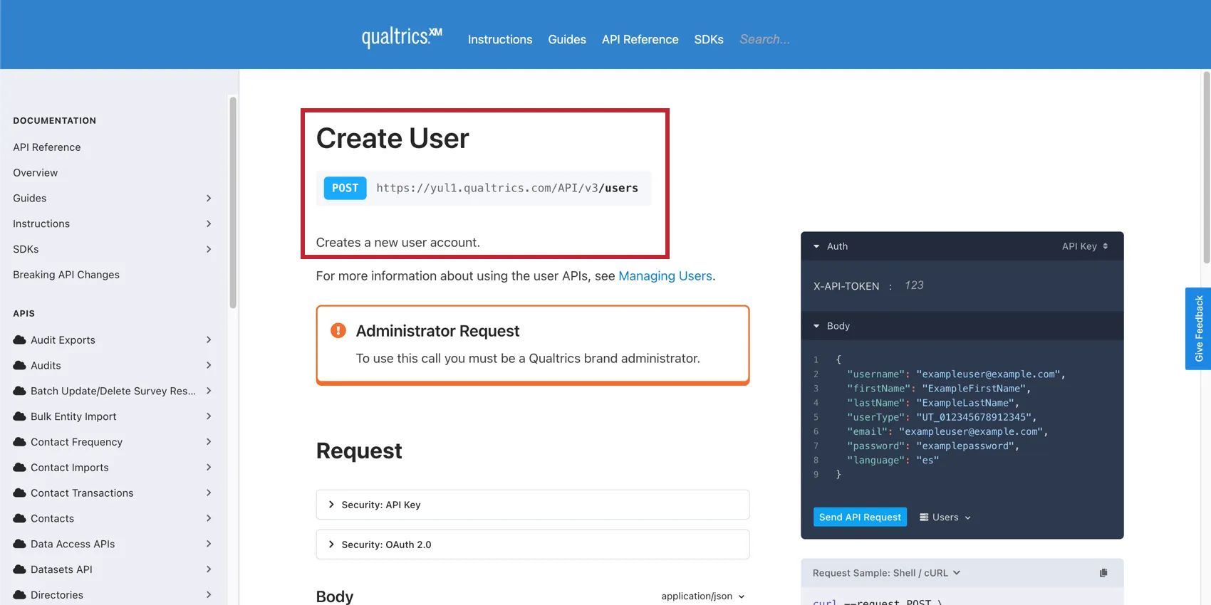 Nome e descrizione della chiamata API